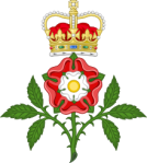 Royal Badge of England, including the Tudor Rose.